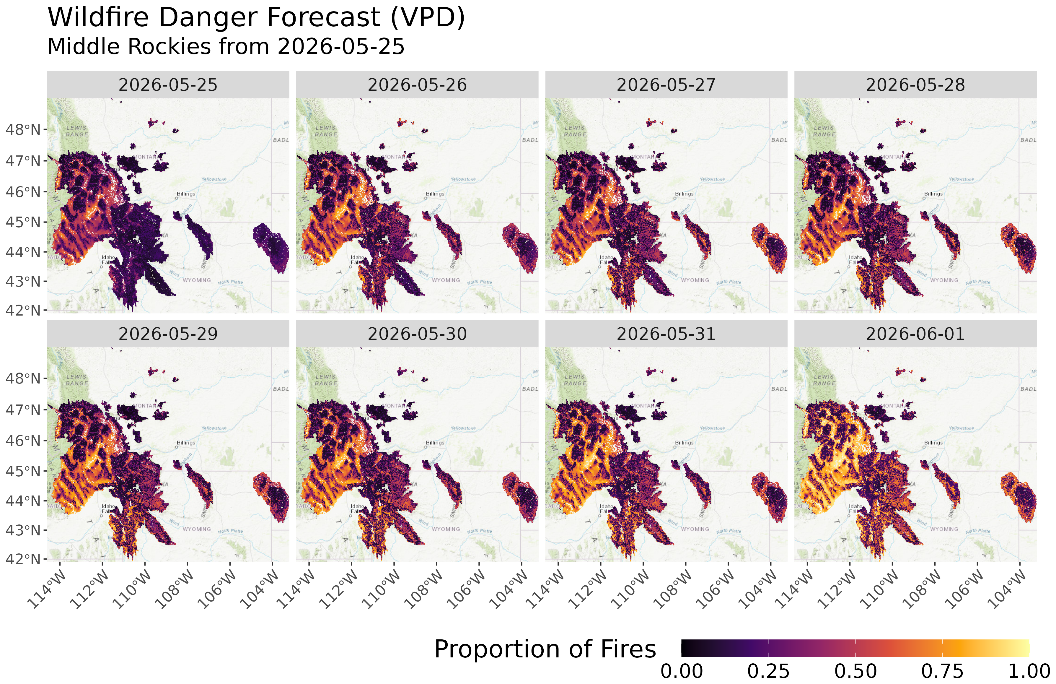 1-Week Fire Danger Forecast Map