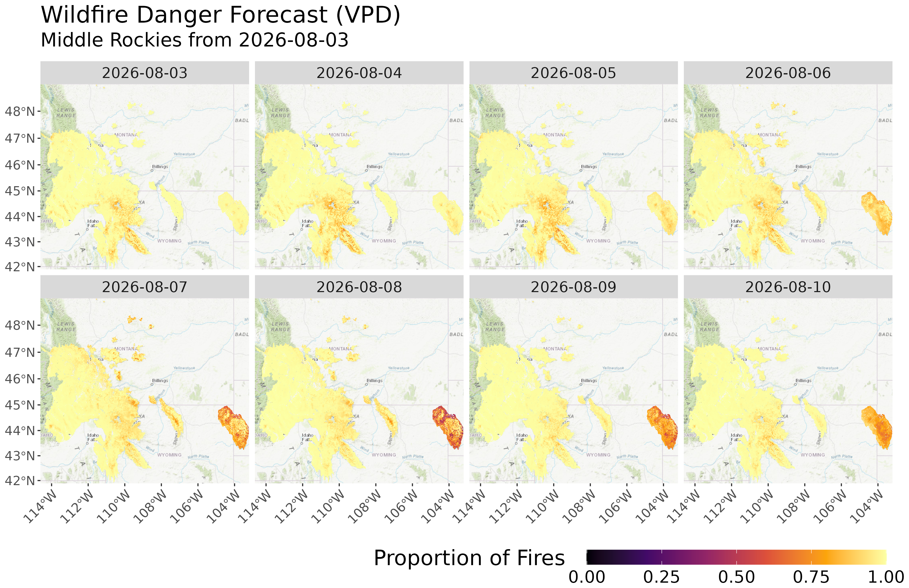 1-Week Fire Danger Forecast Map